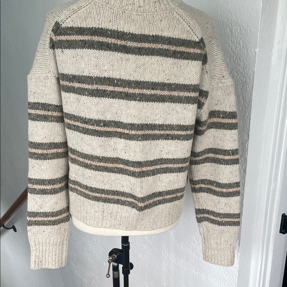 Spiritual Gangster NWOT Womens Striped Gray Cream Merino Wool Blend Sweater XS‎ - Picture 6 of 9